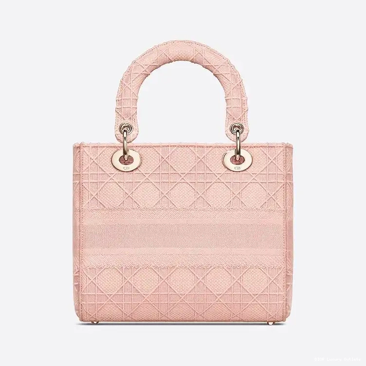 Cheap Medium Pink Bag Canvas Lady Motif Cannage D-lite 0602 Luxury